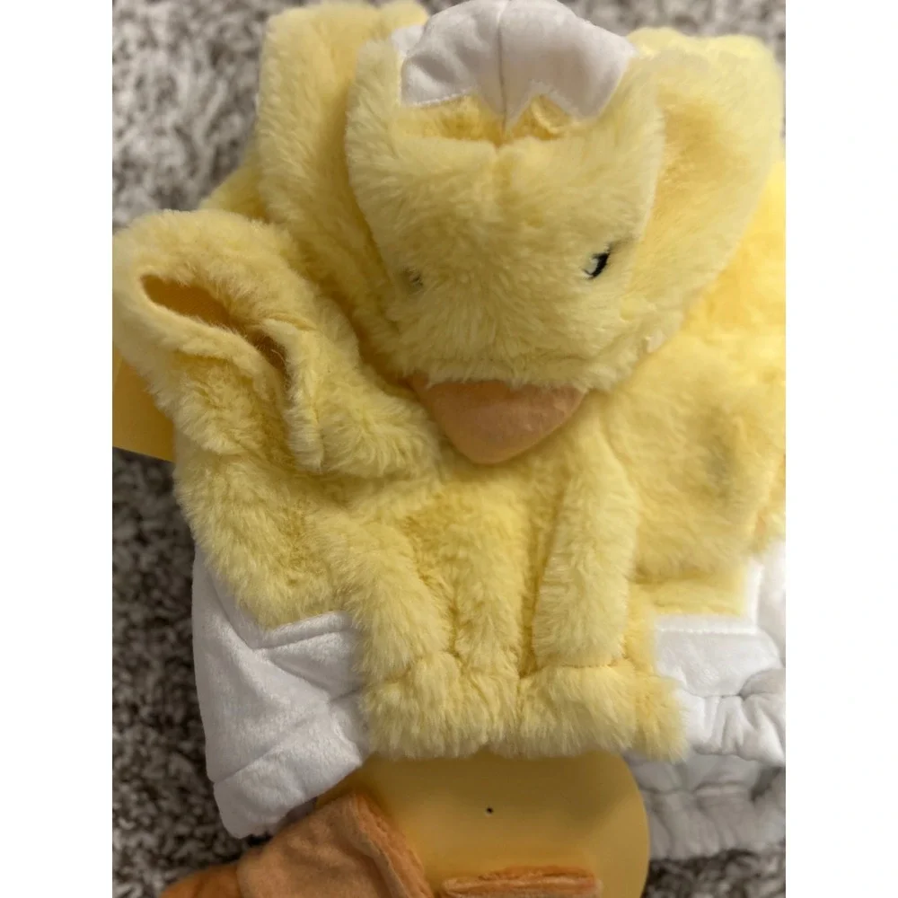 Pup Crew Dog Costume Hatching Chick Yellow Faux Fur Halloween Size Small S